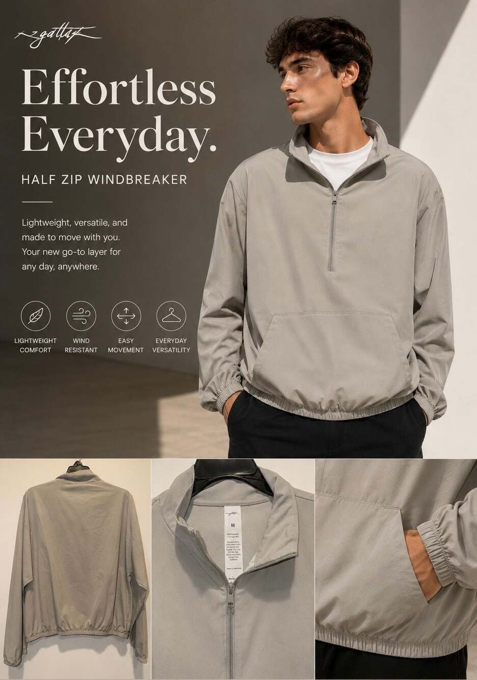 Gottex Men's Studio Half-Zip Windbreaker Pullover